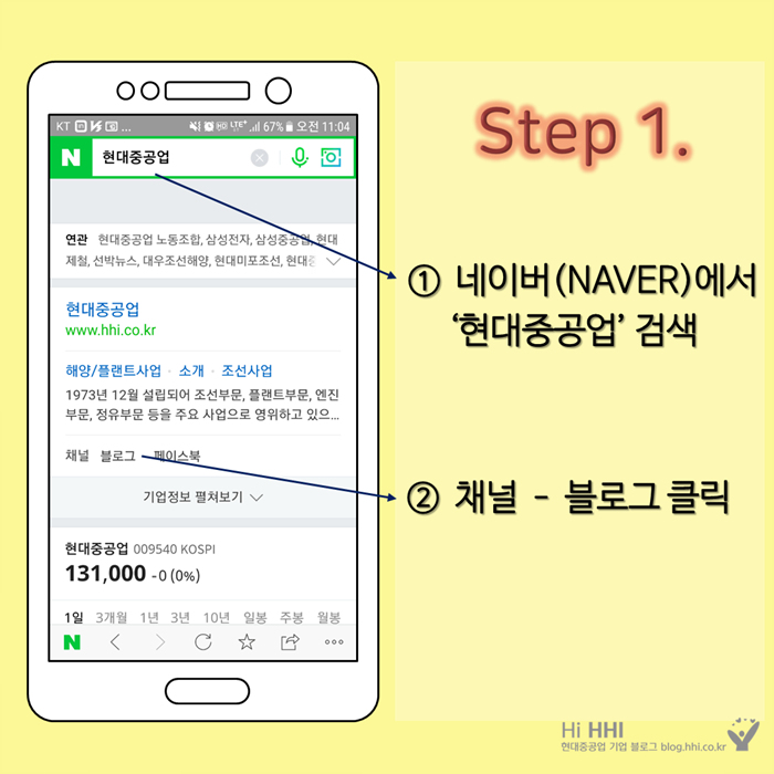 (5)스텝1 네이버에서 현대중공업 검색 채널-블로그 검색